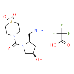 ChemSpider 2D Image | [(2R,4R)-2-(Aminomethyl)-4-hydroxy-1-pyrrolidinyl](1,1-dioxido-4-thiomorpholinyl)methanone trifluoroacetate (1:1) | C12H20F3N3O6S