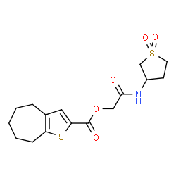 ChemSpider 2D Image | 2-[(1,1-Dioxidotetrahydro-3-thiophenyl)amino]-2-oxoethyl 5,6,7,8-tetrahydro-4H-cyclohepta[b]thiophene-2-carboxylate | C16H21NO5S2