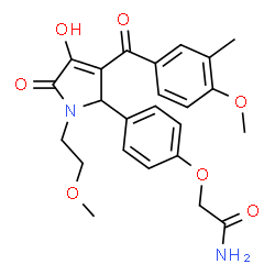 ChemSpider 2D Image | 2-{4-[4-Hydroxy-1-(2-methoxyethyl)-3-(4-methoxy-3-methylbenzoyl)-5-oxo-2,5-dihydro-1H-pyrrol-2-yl]phenoxy}acetamide | C24H26N2O7