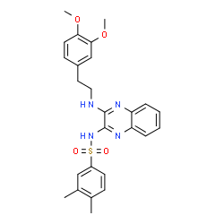 ChemSpider 2D Image | N-(3-{[2-(3,4-Dimethoxyphenyl)ethyl]amino}-2-quinoxalinyl)-3,4-dimethylbenzenesulfonamide | C26H28N4O4S