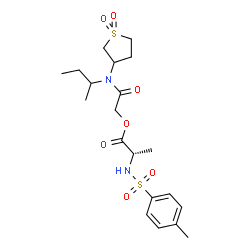 ChemSpider 2D Image | 2-[sec-Butyl(1,1-dioxidotetrahydro-3-thiophenyl)amino]-2-oxoethyl N-[(4-methylphenyl)sulfonyl]-L-alaninate | C20H30N2O7S2