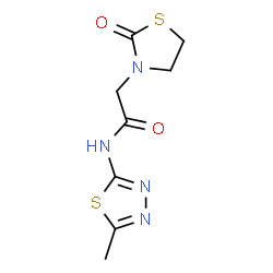ChemSpider 2D Image | N-(5-Methyl-1,3,4-thiadiazol-2-yl)-2-(2-oxo-1,3-thiazolidin-3-yl)acetamide | C8H10N4O2S2