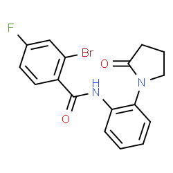 ChemSpider 2D Image | 2-Bromo-4-fluoro-N-[2-(2-oxo-1-pyrrolidinyl)phenyl]benzamide | C17H14BrFN2O2