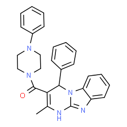 ChemSpider 2D Image | (2-Methyl-4-phenyl-1,4-dihydropyrimido[1,2-a]benzimidazol-3-yl)(4-phenyl-1-piperazinyl)methanone | C28H27N5O
