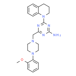 ChemSpider 2D Image | 4-(3,4-Dihydro-1(2H)-quinolinyl)-6-{[4-(2-methoxyphenyl)-1-piperazinyl]methyl}-1,3,5-triazin-2-amine | C24H29N7O