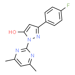 ChemSpider 2D Image | 1-(4,6-Dimethyl-2-pyrimidinyl)-3-(4-fluorophenyl)-1H-pyrazol-5-ol | C15H13FN4O
