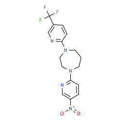 ChemSpider 2D Image | 1-(5-Nitro-2-pyridinyl)-4-[5-(trifluoromethyl)-2-pyridinyl]-1,4-diazepane | C16H16F3N5O2