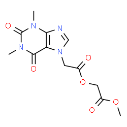 ChemSpider 2D Image | 2-Methoxy-2-oxoethyl (1,3-dimethyl-2,6-dioxo-1,2,3,6-tetrahydro-7H-purin-7-yl)acetate | C12H14N4O6