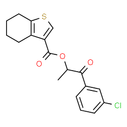 ChemSpider 2D Image | 1-(3-Chlorophenyl)-1-oxo-2-propanyl 4,5,6,7-tetrahydro-1-benzothiophene-3-carboxylate | C18H17ClO3S