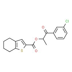 ChemSpider 2D Image | 1-(3-Chlorophenyl)-1-oxo-2-propanyl 4,5,6,7-tetrahydro-1-benzothiophene-2-carboxylate | C18H17ClO3S