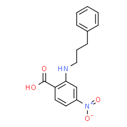ChemSpider 2D Image | 4-Nitro-2-[(3-phenylpropyl)amino]benzoic acid | C16H16N2O4