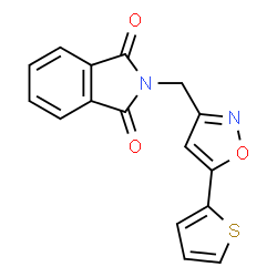 ChemSpider 2D Image | 2-{[5-(2-Thienyl)-1,2-oxazol-3-yl]methyl}-1H-isoindole-1,3(2H)-dione | C16H10N2O3S