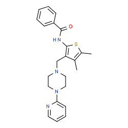 ChemSpider 2D Image | N-(4,5-Dimethyl-3-{[4-(2-pyridinyl)-1-piperazinyl]methyl}-2-thienyl)benzamide | C23H26N4OS