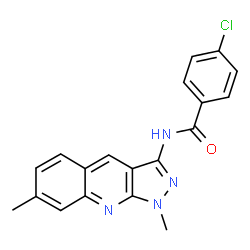 ChemSpider 2D Image | 4-Chloro-N-(1,7-dimethyl-1H-pyrazolo[3,4-b]quinolin-3-yl)benzamide | C19H15ClN4O