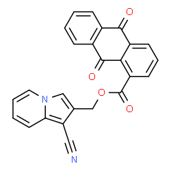 ChemSpider 2D Image | (1-Cyano-2-indolizinyl)methyl 9,10-dioxo-9,10-dihydro-1-anthracenecarboxylate | C25H14N2O4