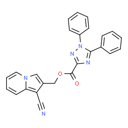 ChemSpider 2D Image | (1-Cyano-2-indolizinyl)methyl 1,5-diphenyl-1H-1,2,4-triazole-3-carboxylate | C25H17N5O2