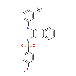 ChemSpider 2D Image | 4-Methoxy-N-(3-{[3-(trifluoromethyl)phenyl]amino}-2-quinoxalinyl)benzenesulfonamide | C22H17F3N4O3S