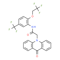 ChemSpider 2D Image | 2-(9-Oxo-10(9H)-acridinyl)-N-[2-(2,2,2-trifluoroethoxy)-5-(trifluoromethyl)phenyl]acetamide | C24H16F6N2O3