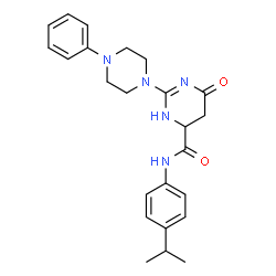 ChemSpider 2D Image | N-(4-Isopropylphenyl)-6-oxo-2-(4-phenyl-1-piperazinyl)-1,4,5,6-tetrahydro-4-pyrimidinecarboxamide | C24H29N5O2