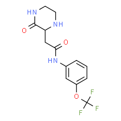 ChemSpider 2D Image | 2-(3-Oxo-2-piperazinyl)-N-[3-(trifluoromethoxy)phenyl]acetamide | C13H14F3N3O3
