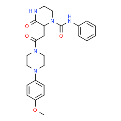ChemSpider 2D Image | 2-{2-[4-(4-Methoxyphenyl)-1-piperazinyl]-2-oxoethyl}-3-oxo-N-phenyl-1-piperazinecarboxamide | C24H29N5O4