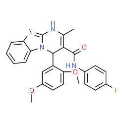 ChemSpider 2D Image | 4-(2,5-Dimethoxyphenyl)-N-(4-fluorophenyl)-2-methyl-1,4-dihydropyrimido[1,2-a]benzimidazole-3-carboxamide | C26H23FN4O3