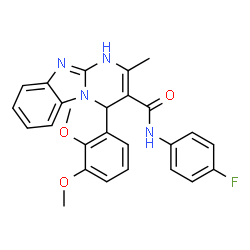 ChemSpider 2D Image | 4-(2,3-Dimethoxyphenyl)-N-(4-fluorophenyl)-2-methyl-1,4-dihydropyrimido[1,2-a]benzimidazole-3-carboxamide | C26H23FN4O3