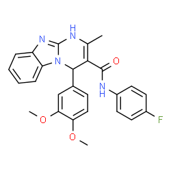 ChemSpider 2D Image | 4-(3,4-Dimethoxyphenyl)-N-(4-fluorophenyl)-2-methyl-1,4-dihydropyrimido[1,2-a]benzimidazole-3-carboxamide | C26H23FN4O3