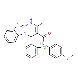 ChemSpider 2D Image | 4-(2-Chlorophenyl)-N-(4-methoxyphenyl)-2-methyl-1,4-dihydropyrimido[1,2-a]benzimidazole-3-carboxamide | C25H21ClN4O2