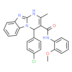 ChemSpider 2D Image | 4-(4-Chlorophenyl)-N-(2-methoxyphenyl)-2-methyl-1,4-dihydropyrimido[1,2-a]benzimidazole-3-carboxamide | C25H21ClN4O2