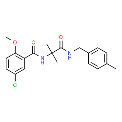 ChemSpider 2D Image | 5-Chloro-2-methoxy-N-{2-methyl-1-[(4-methylbenzyl)amino]-1-oxo-2-propanyl}benzamide | C20H23ClN2O3