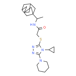 ChemSpider 2D Image | N-[1-(Adamantan-1-yl)ethyl]-2-{[4-cyclopropyl-5-(1-piperidinyl)-4H-1,2,4-triazol-3-yl]sulfanyl}acetamide | C24H37N5OS