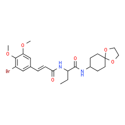 ChemSpider 2D Image | 2-{[(2E)-3-(3-Bromo-4,5-dimethoxyphenyl)-2-propenoyl]amino}-N-(1,4-dioxaspiro[4.5]dec-8-yl)butanamide | C23H31BrN2O6
