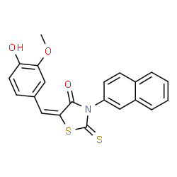 ChemSpider 2D Image | (5E)-5-(4-Hydroxy-3-methoxybenzylidene)-3-(2-naphthyl)-2-thioxo-1,3-thiazolidin-4-one | C21H15NO3S2