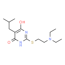 ChemSpider 2D Image | 2-{[2-(Diethylamino)ethyl]sulfanyl}-6-hydroxy-5-isobutyl-4(3H)-pyrimidinone | C14H25N3O2S