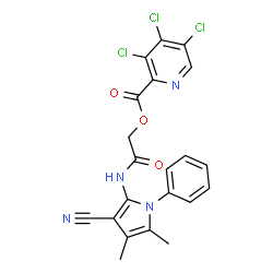 ChemSpider 2D Image | 2-[(3-Cyano-4,5-dimethyl-1-phenyl-1H-pyrrol-2-yl)amino]-2-oxoethyl 3,4,5-trichloro-2-pyridinecarboxylate | C21H15Cl3N4O3