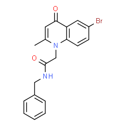 ChemSpider 2D Image | N-Benzyl-2-(6-bromo-2-methyl-4-oxo-1(4H)-quinolinyl)acetamide | C19H17BrN2O2