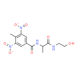 ChemSpider 2D Image | N-{1-[(2-Hydroxyethyl)amino]-1-oxo-2-propanyl}-4-methyl-3,5-dinitrobenzamide | C13H16N4O7