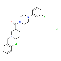 ChemSpider 2D Image | [1-(2-Chlorobenzyl)-3-piperidinyl][4-(3-chlorophenyl)-1-piperazinyl]methanone hydrochloride (1:1) | C23H28Cl3N3O