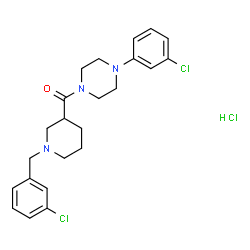 ChemSpider 2D Image | [1-(3-Chlorobenzyl)-3-piperidinyl][4-(3-chlorophenyl)-1-piperazinyl]methanone hydrochloride (1:1) | C23H28Cl3N3O