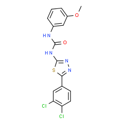 ChemSpider 2D Image | 1-[5-(3,4-Dichlorophenyl)-1,3,4-thiadiazol-2-yl]-3-(3-methoxyphenyl)urea | C16H12Cl2N4O2S