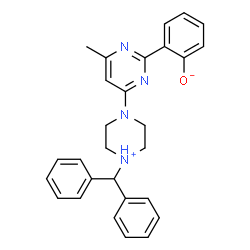 ChemSpider 2D Image | 2-{4-[4-(Diphenylmethyl)piperazin-1-yl]-6-methylpyrimidin-2-yl}phenol | C28H28N4O