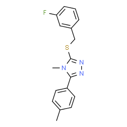 ChemSpider 2D Image | 3-[(3-Fluorobenzyl)sulfanyl]-4-methyl-5-(4-methylphenyl)-4H-1,2,4-triazole | C17H16FN3S