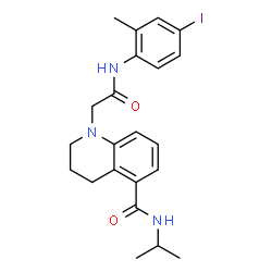 ChemSpider 2D Image | 1-{2-[(4-Iodo-2-methylphenyl)amino]-2-oxoethyl}-N-isopropyl-1,2,3,4-tetrahydro-5-quinolinecarboxamide | C22H26IN3O2
