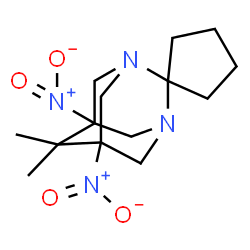 ChemSpider 2D Image | 6',6'-Dimethyl-5',7'-dinitro-1',3'-diazaspiro[cyclopentane-1,2'-tricyclo[3.3.1.1~3,7~]decane] | C14H22N4O4