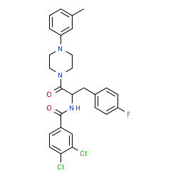 ChemSpider 2D Image | 3,4-Dichloro-N-{3-(4-fluorophenyl)-1-[4-(3-methylphenyl)-1-piperazinyl]-1-oxo-2-propanyl}benzamide | C27H26Cl2FN3O2