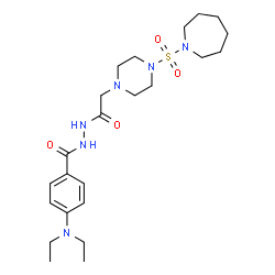 ChemSpider 2D Image | N'-{[4-(1-Azepanylsulfonyl)-1-piperazinyl]acetyl}-4-(diethylamino)benzohydrazide | C23H38N6O4S
