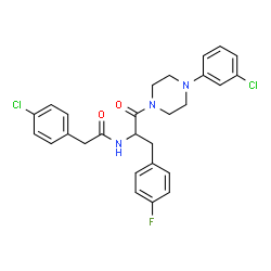 ChemSpider 2D Image | 2-(4-Chlorophenyl)-N-{1-[4-(3-chlorophenyl)-1-piperazinyl]-3-(4-fluorophenyl)-1-oxo-2-propanyl}acetamide | C27H26Cl2FN3O2