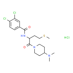 ChemSpider 2D Image | 3,4-Dichloro-N-{1-[4-(dimethylamino)-1-piperidinyl]-4-(methylsulfanyl)-1-oxo-2-butanyl}benzamide hydrochloride (1:1) | C19H28Cl3N3O2S