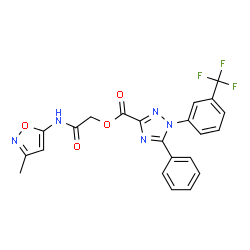 ChemSpider 2D Image | 2-[(3-Methyl-1,2-oxazol-5-yl)amino]-2-oxoethyl 5-phenyl-1-[3-(trifluoromethyl)phenyl]-1H-1,2,4-triazole-3-carboxylate | C22H16F3N5O4